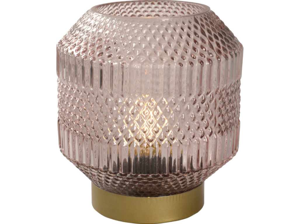 LED lampe i glas 16x17cm rosa
