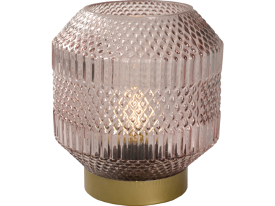 LED lampe i glas 16x17cm rosa