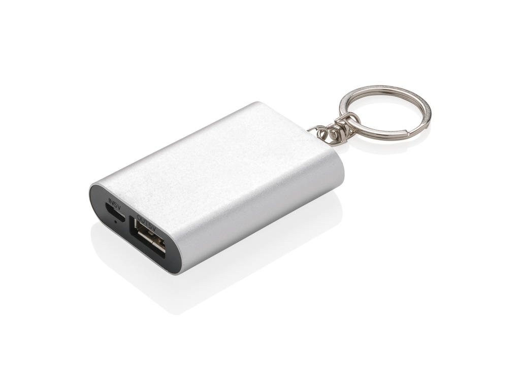 1.000 mAh powerbank med nøglering, sølv