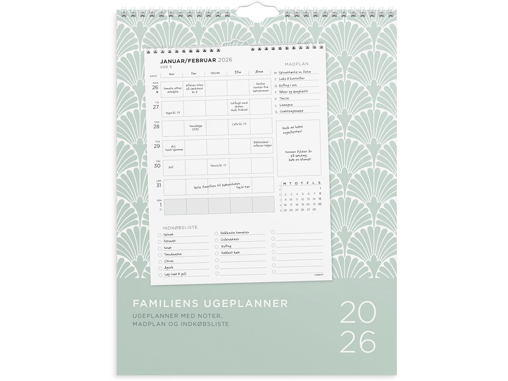Familiekalender Ugeplan m. lister 2026