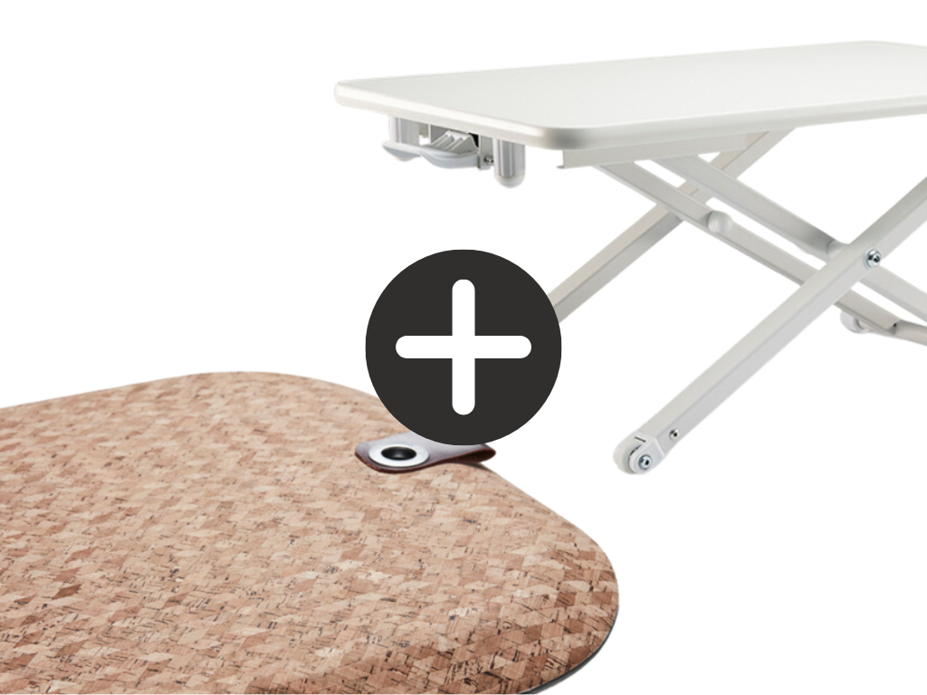 StandUp måtte i kork + sammenklappeligt bord hvid