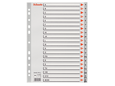 Alfabet A4 Esselte a-å grå