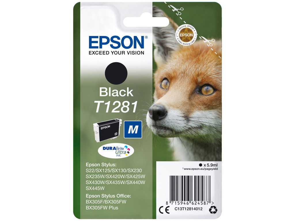 Epson Blækpatron T1281 sort, 170 sider