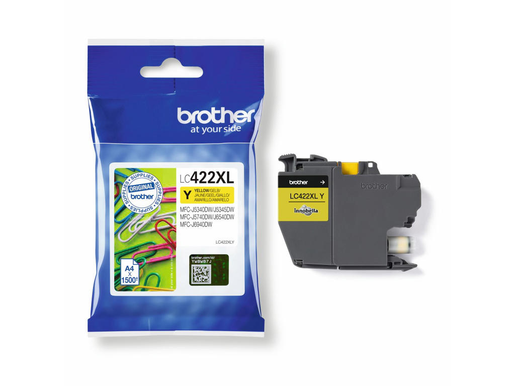 Brother blæk LC422XLY gul, 1500 sider