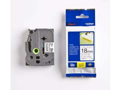 Brother tape TZeS141 18mm sort/klar stærkt klæbende