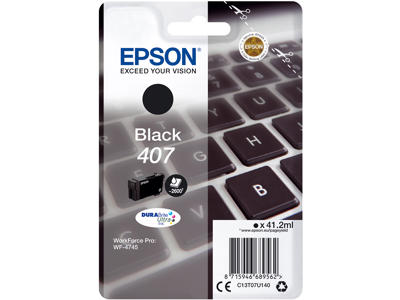 Epson blæk 407 sort, 2600 sider