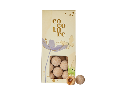 Cocoture dragébox hvid chokolade med karamel & havsalt 95-100g.