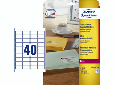 LASERETIKET AVERY TRANSPARANT