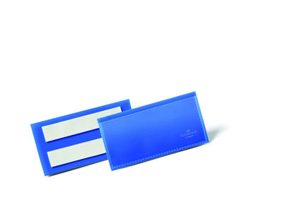 Lagerlomme/etiketholder selvklæb.100x38mm blå