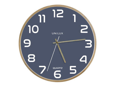 Vægur Unilux Baltic træ/blå Ø31,5cm 