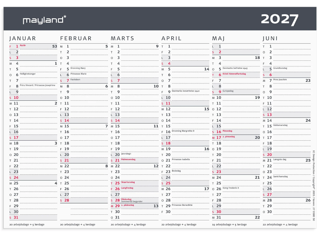 Kontorkalender Moderne A5 2027