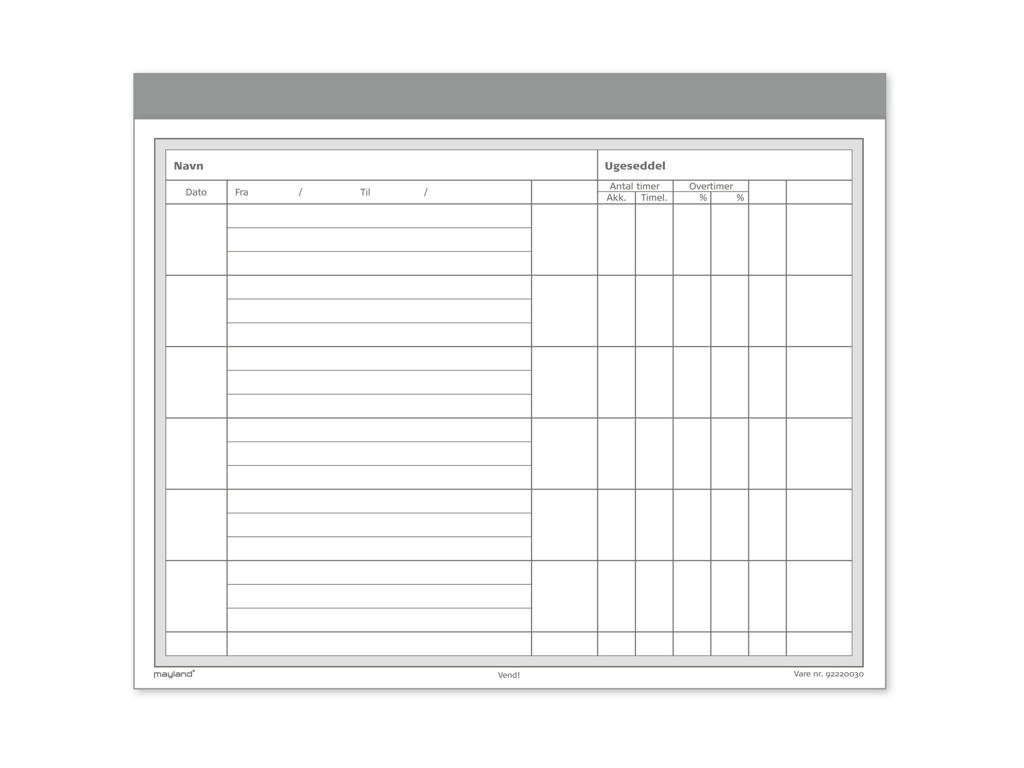 Ugeseddel Mayland 92 2200 30 148x200mm