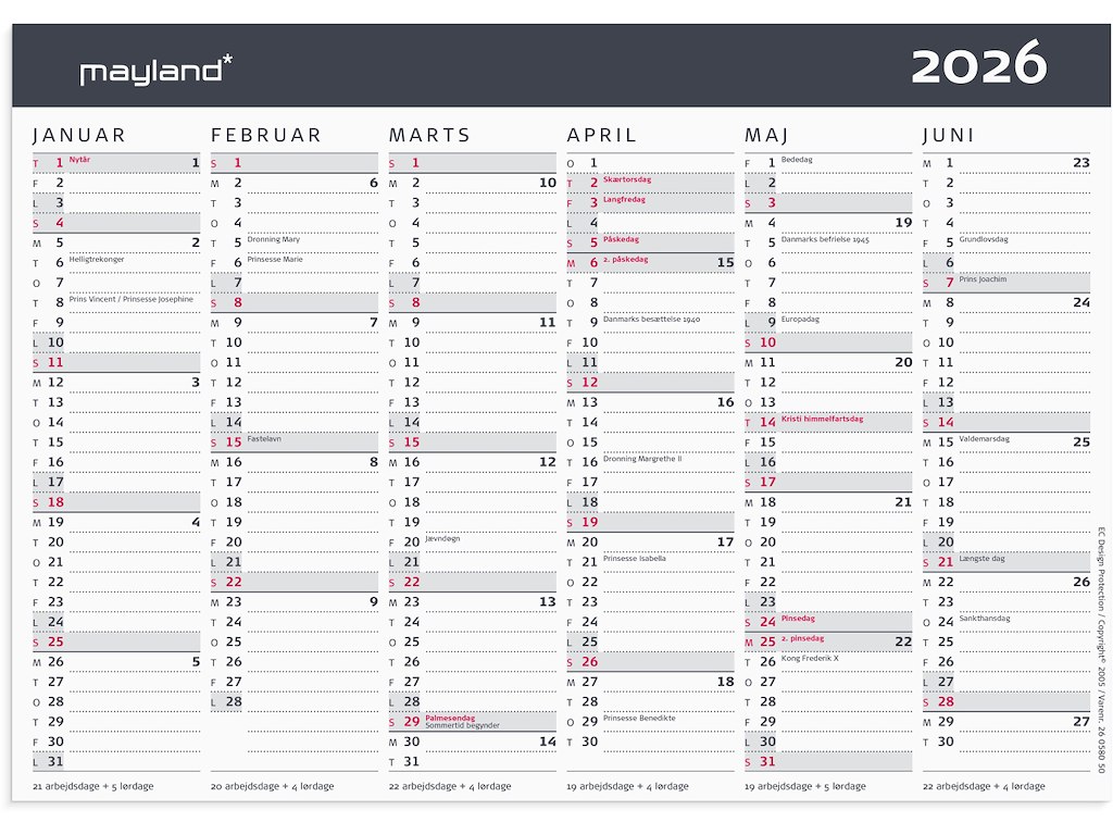 Kontorkalender Moderne A5 2026