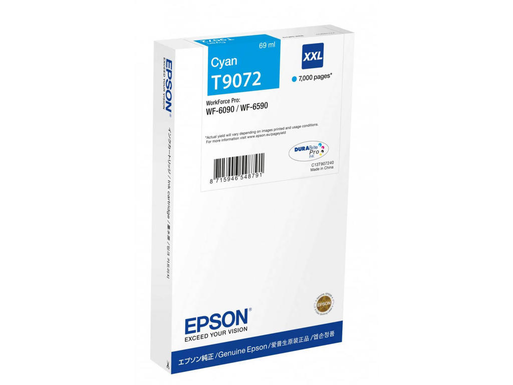 Epson blæk T9072XXL cyan, 7000 sider