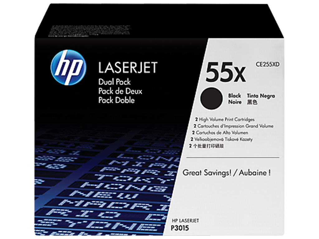 HP 55X toner CE255XD 2x sort, 26000 sider