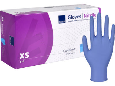 Nitrilhandske pudderfri XS blå 200 stk antimikrobiel