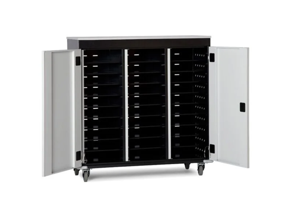 PC opladningsskab med 30 rum sort/lysgrå