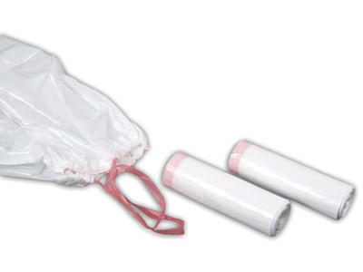 Affaldssæk | 75x110 cm | 100 L | hvid | 57 mic | med snoreluk | LDPE | 10 stk