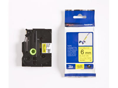 Brother tape TZeFX611 6mm sort/gul flexible 