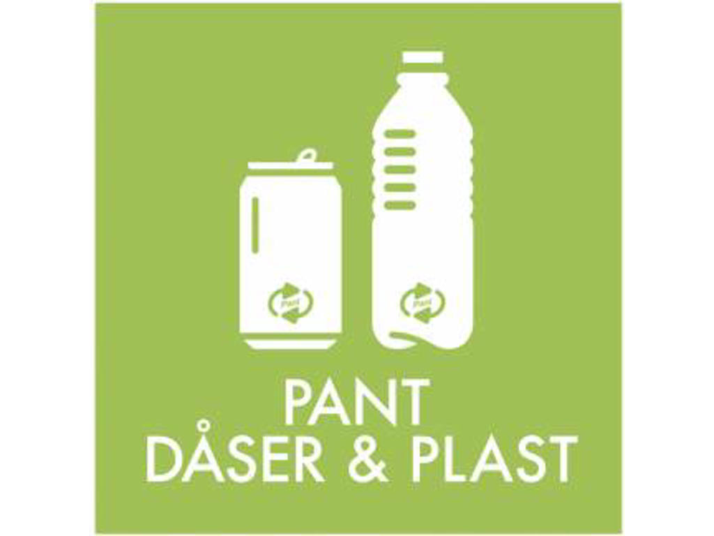 Affaldspiktogram Pant Dåser & Plast | 12x12cm | Selvklæbende Folie | Grøn