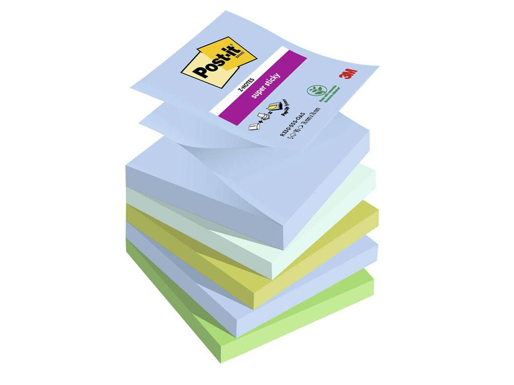 Post-it Z Super Sticky 76x76mm Oasis ass 5 stk (R330)