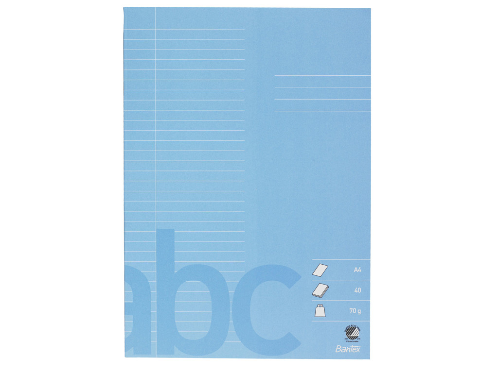 Skolehæfte A4 32 linjer lys blå