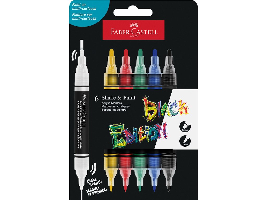 Marker Faber Castell Shake & Paint 6 ass. Farver