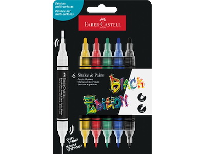 Marker Faber Castell Shake & Paint 6 ass. farver