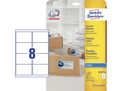 Etiket 99,1x67,7mm Avery J8165 8 stk/ark 25 ark