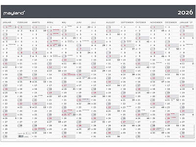Kæmpekalender Moderne 1x13 mdr. papir rør 2026