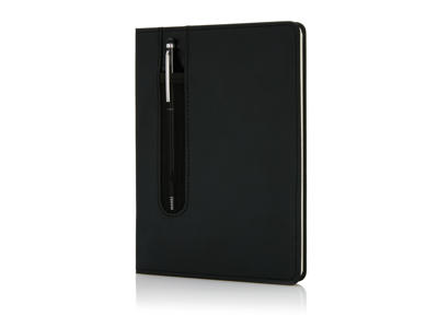 Standard hardcover PU A5 notesbog med stylus pen, sort