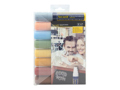 Chalkmarker Securit | ass. jordfarver |   7-15mm | 8 stk