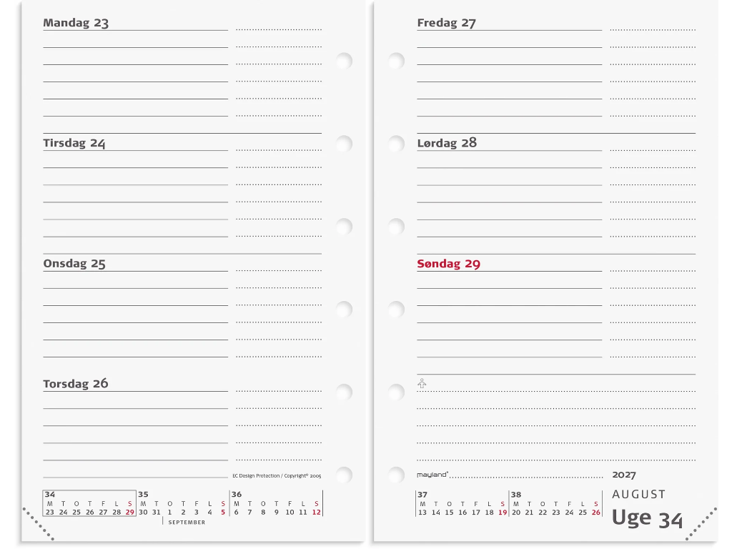System Mini Ugekalender Tværformat Refill 2027
