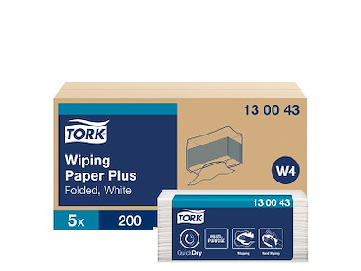 Aftørringsklud Tork W4 130043 Plus 5x200 ark