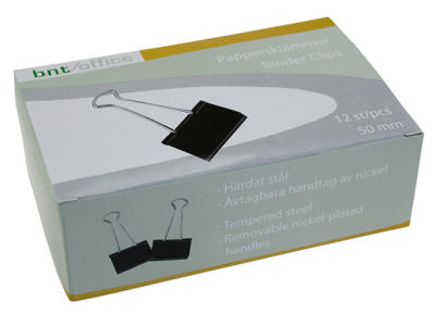 Papirklemme Foldback 50 mm 12 stk