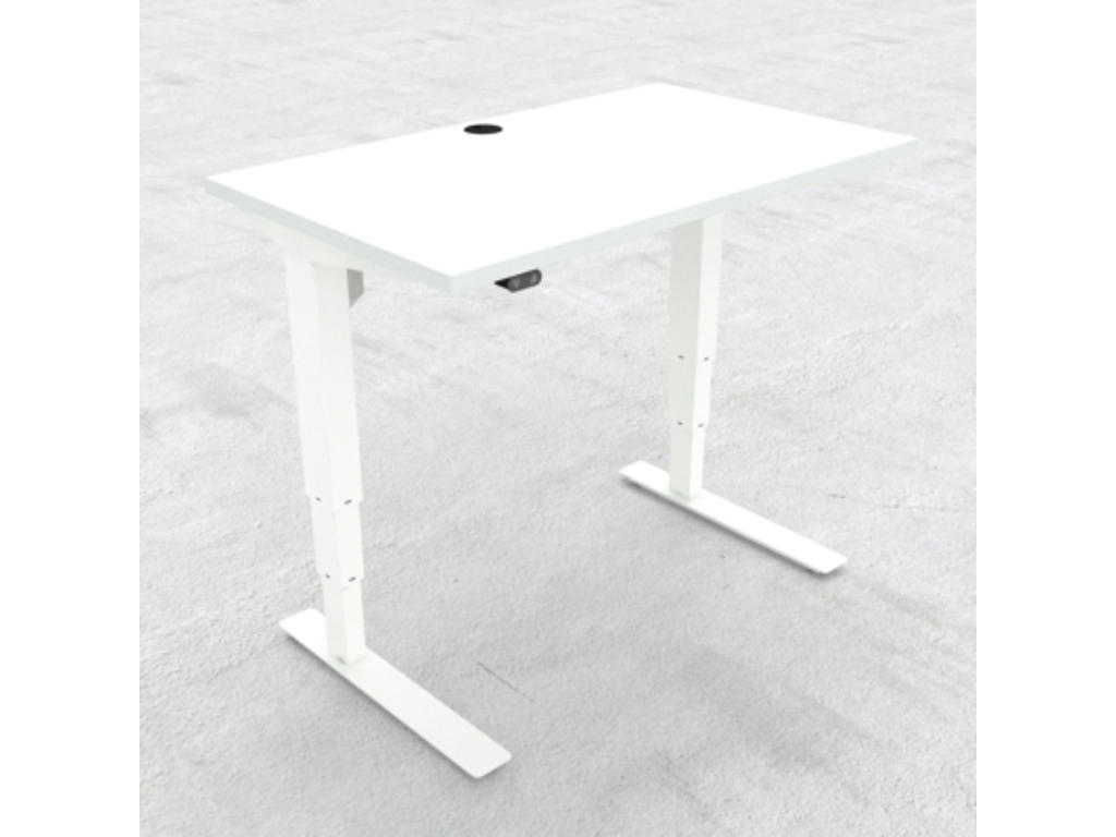 Hæve-/ sænkebord 100x60 cm hvid med hvidt stel