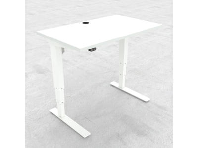 Hæve-/ sænkebord 100x60 cm hvid med hvidt stel