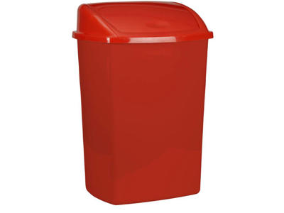 Affaldsspand 50 liter rød plast m/svinglåg