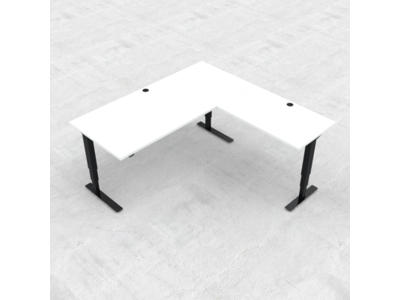 Hæve-/ sænkebord 180x180 cm hvid med sort stel