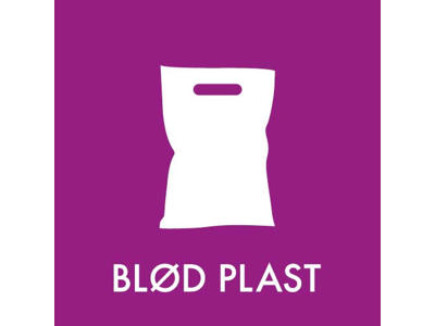 Affaldspiktogram BLØD PLAST | 12x12cm | Selvklæbende Folie  | Lyserød