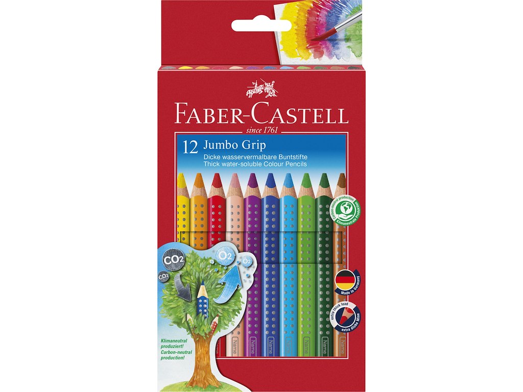 Farveblyant Faber Castell Jumbo Grip 12 ass.