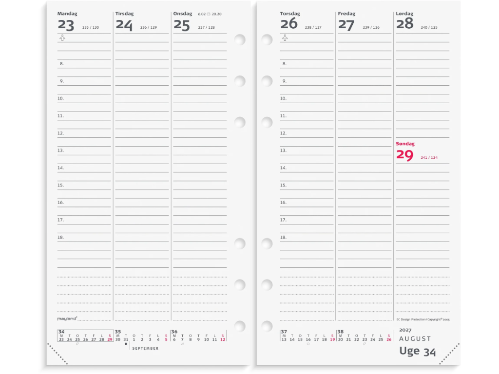 System PP Ugekalender Højformat Refill 2027