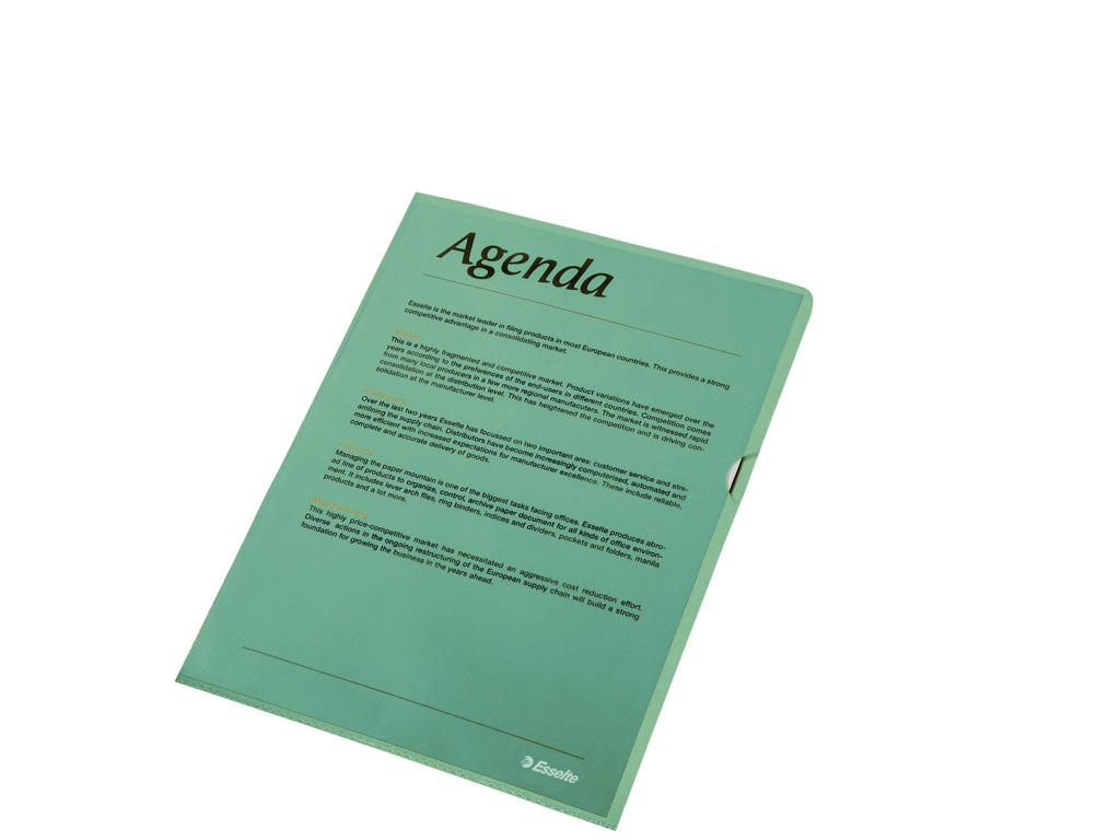 Plastomslag A4 0,115 grøn 100 stk Esselte