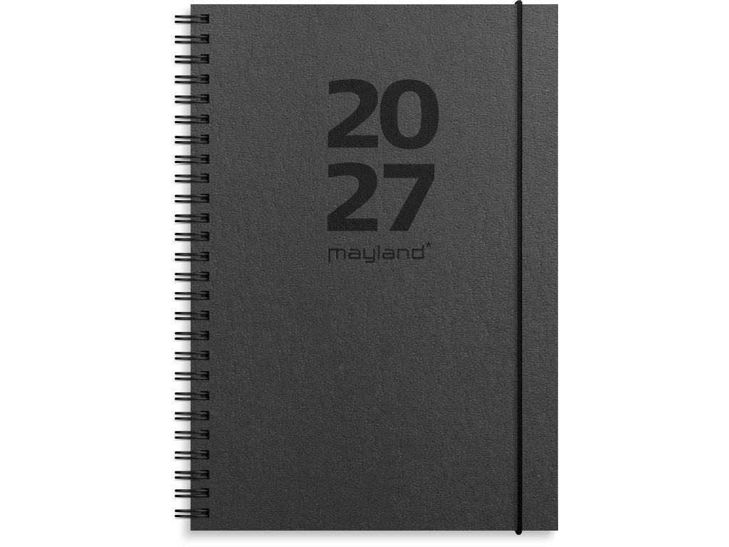 A5 International ugekalender tværf. sort genbrugskarton 2027