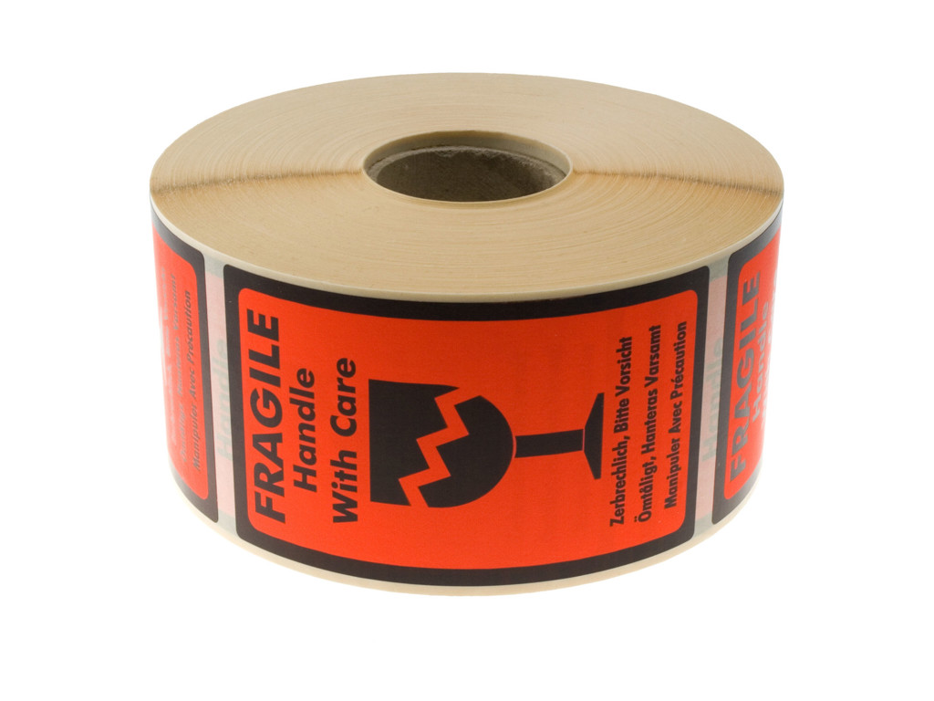 Etiket med tekst Fragile Handle with Care 1000 stk