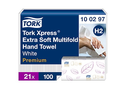Håndklædeark Tork H2 100297 Premium Extra Soft 2-lags 21x100