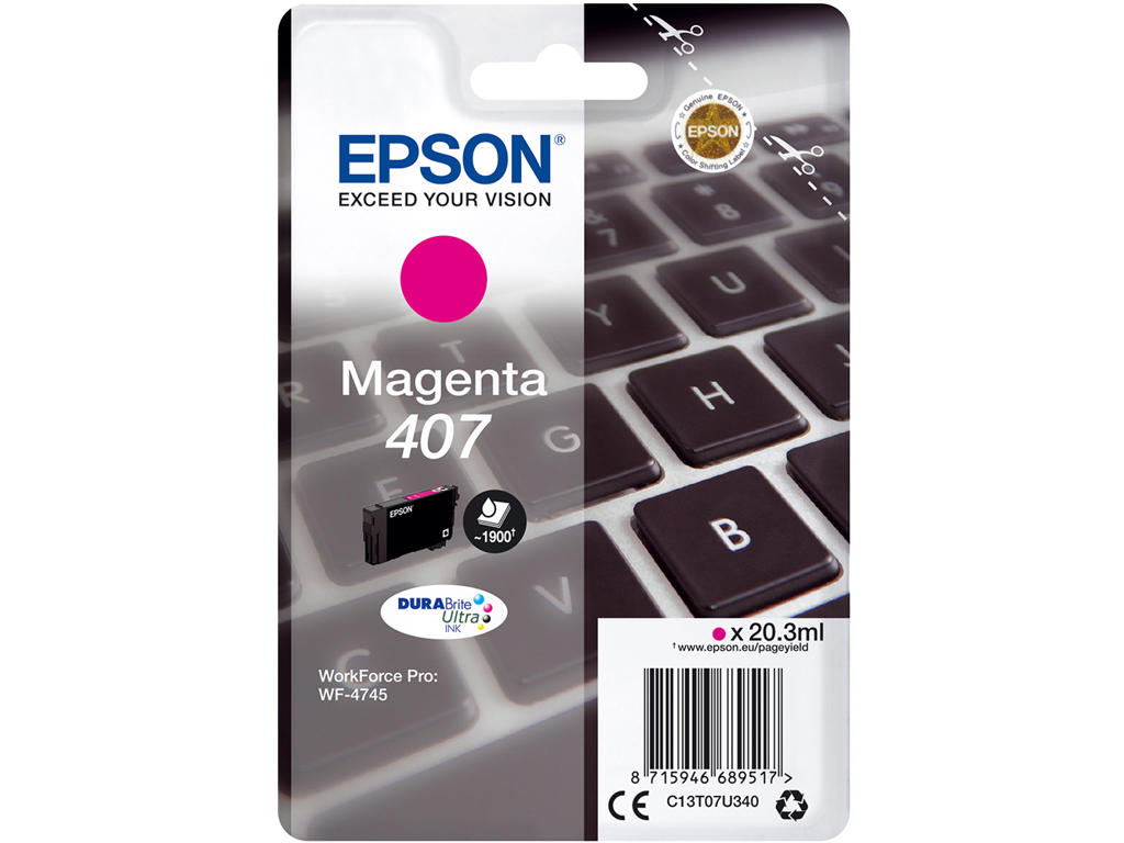 Epson blæk 407 magenta, 1900 sider
