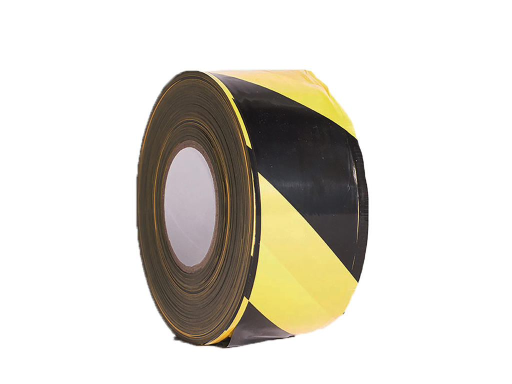 Afspærirngsbånd 75mmx500m sort/gul