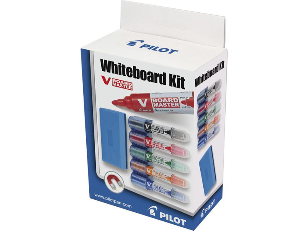 Whiteboard startsæt Pilot 5x penne, holder, visker