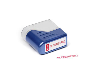 Stempel Deskmate med rød tekst TIL ORIENTERING
